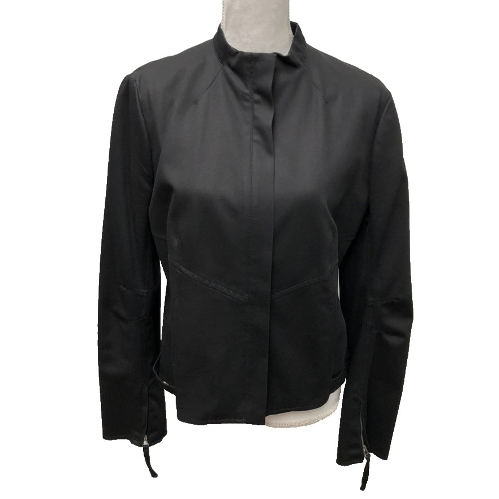 Philippe Adec Moto Biker‎ Jacket Womens 10 Black  Mock Neck Outdoor Gorpcore
